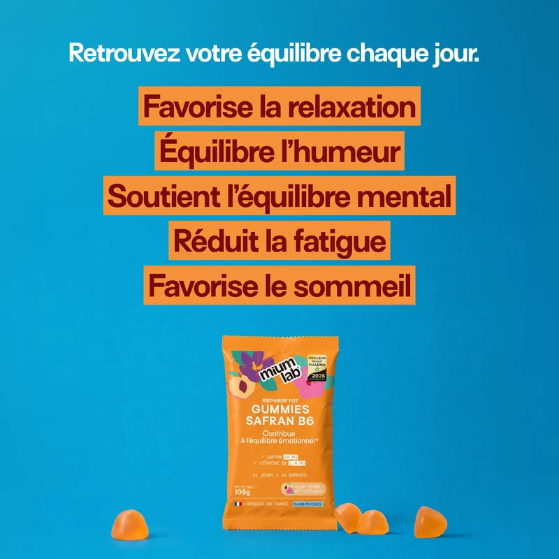 Pack 4 éco-recharges SAFRAN B6 PÊCHE | Équilibre émotionnel | 4 x 21 jours