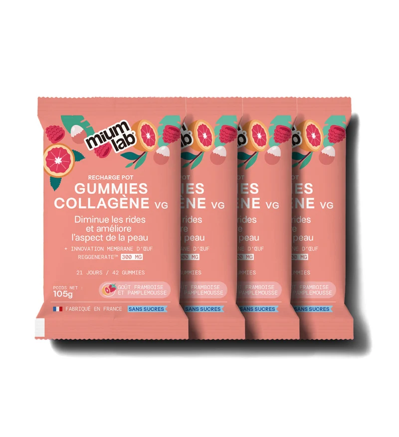 Pack 4 éco-recharges Collagène VG SANS SUCRES | Hydrate & raffermit la peau | 3 mois