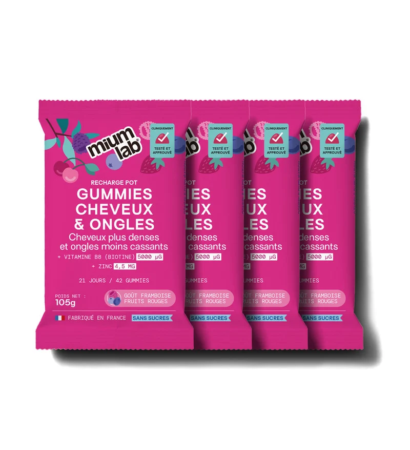 Pack 4 éco-recharges CHEVEUX ET ONGLES | Force et brillance | 4 x 21 jours