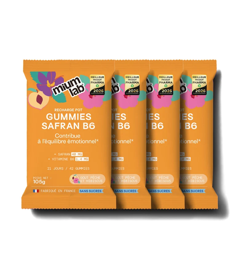 Pack 4 éco-recharges SAFRAN B6 PÊCHE | Équilibre émotionnel | 4 x 21 jours