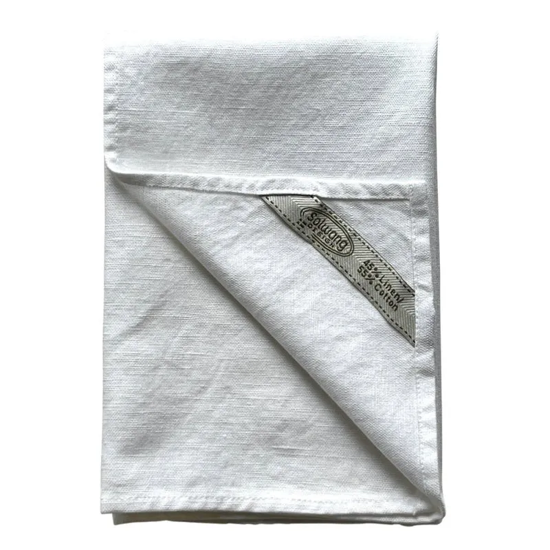 Gewebte Serviette aus Leinen-Baumwolle weiß