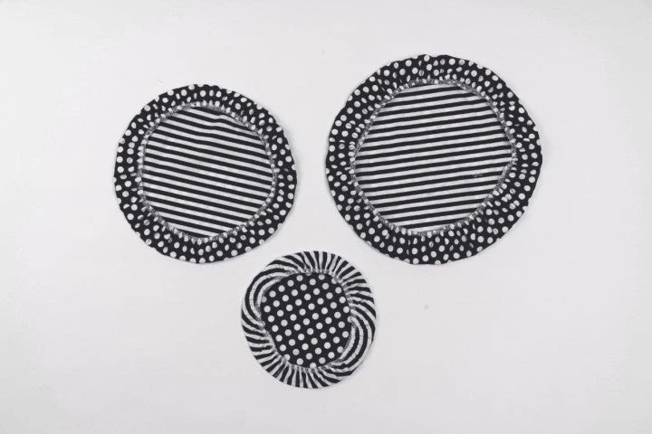 Textil Schüsselabdeckungen "Streifen Schwarz/Weiß" 3er Set