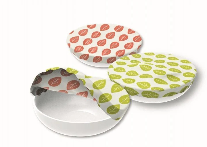 Textil Schüsselabdeckungen "Blätter" 3er Set
