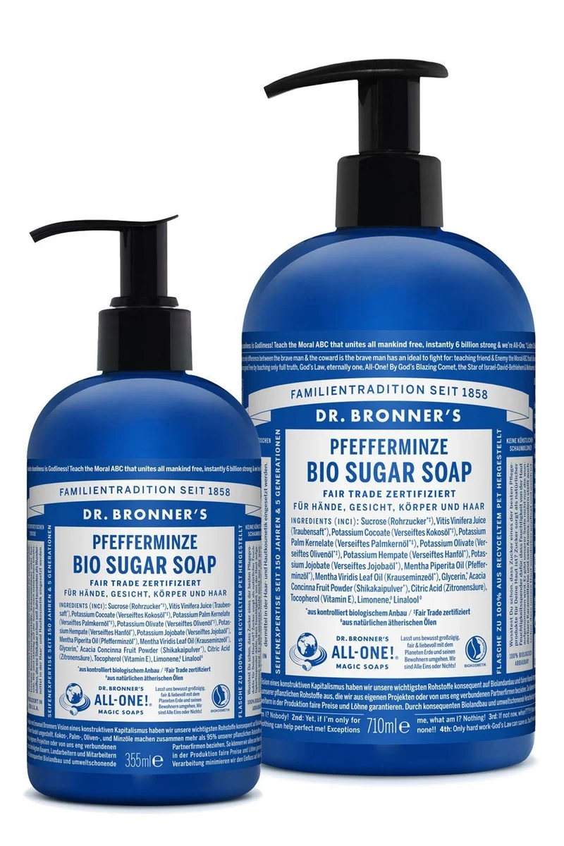 Bio Sugar Soap Pfefferminze mit Pumpspender