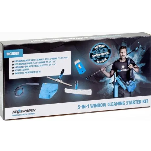 Moerman Kit 5 en 1 – Kit de nettoyage des vitres professionnel