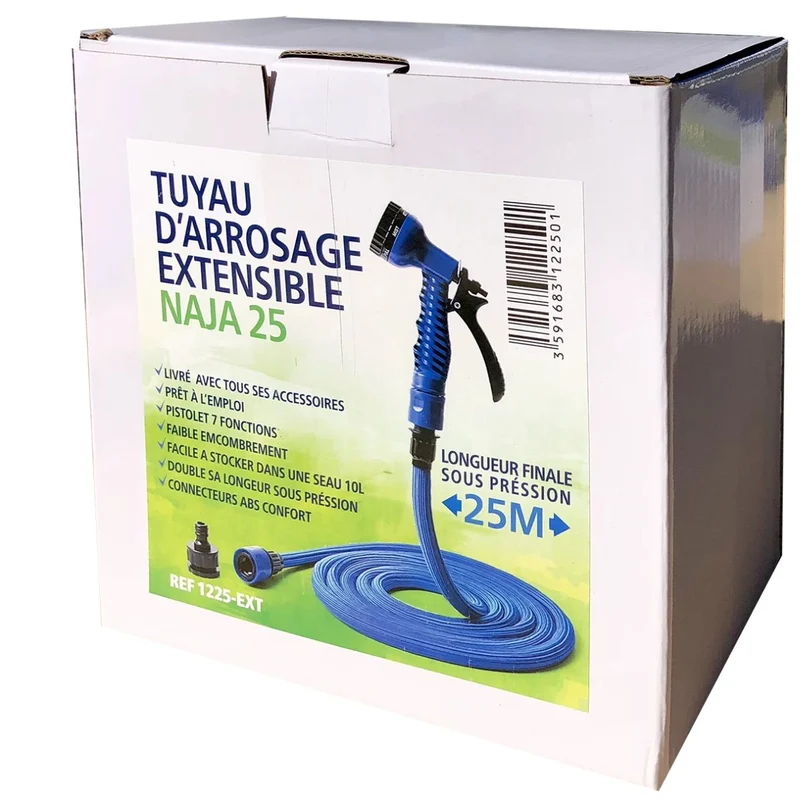 Tuyau extensible NAJA avec pistolet 7 fonctions – Kit prêt à l'emploi 15 m / 25 m