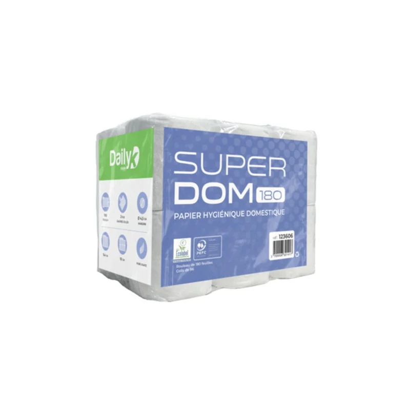 Papier Toilette 180 feuilles - Ecolabel x 96 Rouleaux