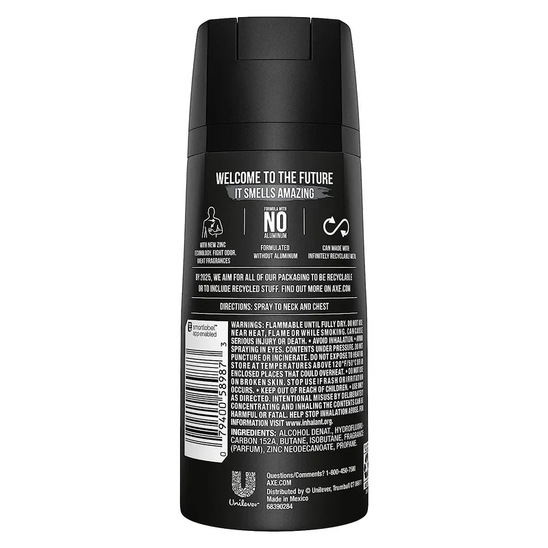 AXE Black body Spray Deodorant Anit-Aerspirant 4 Oz, ( Pack of 12 )
