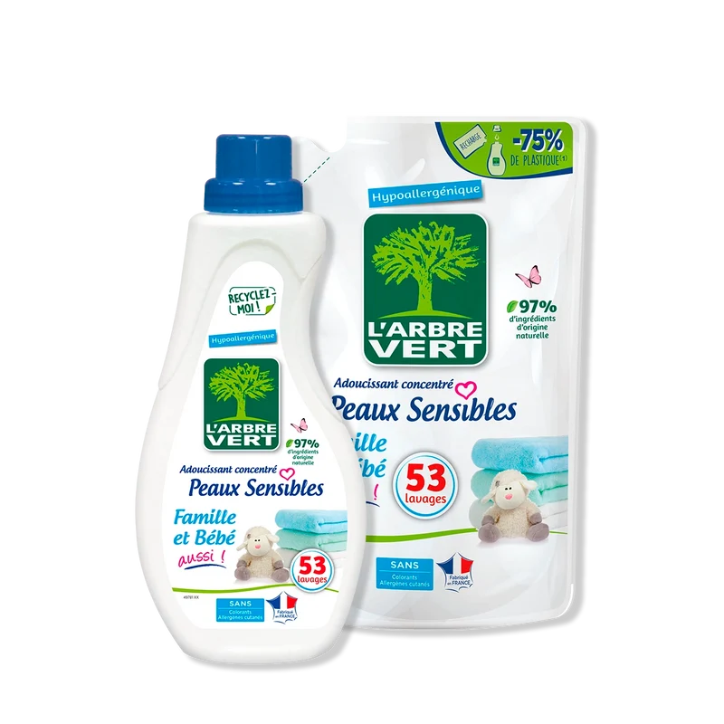 Pack adoucissant et recharge peaux sensibles 2 x 800 mL
