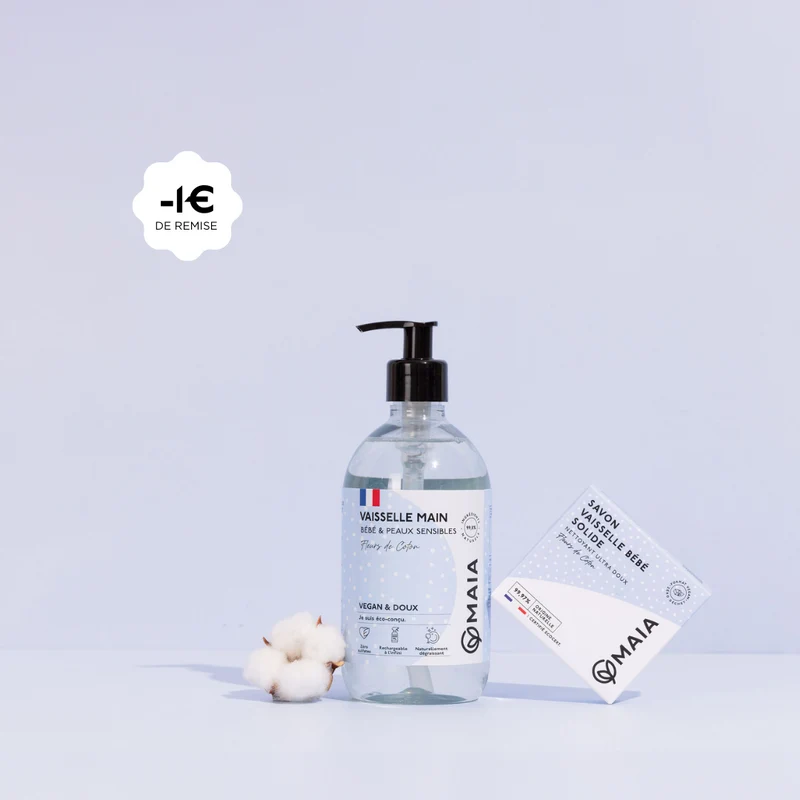 Duo Nettoyants Vaisselle Bébé et Peaux Sensibles Fleurs de Coton
