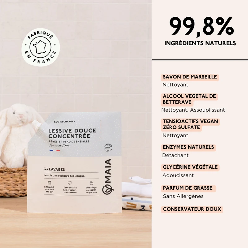 Duo Lessives Bébé & Peaux Sensibles Fleur de Coton - 66 lavages