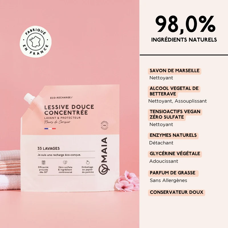 Eco-Recharge Lessive Fleurs de cerisier 33 lavages