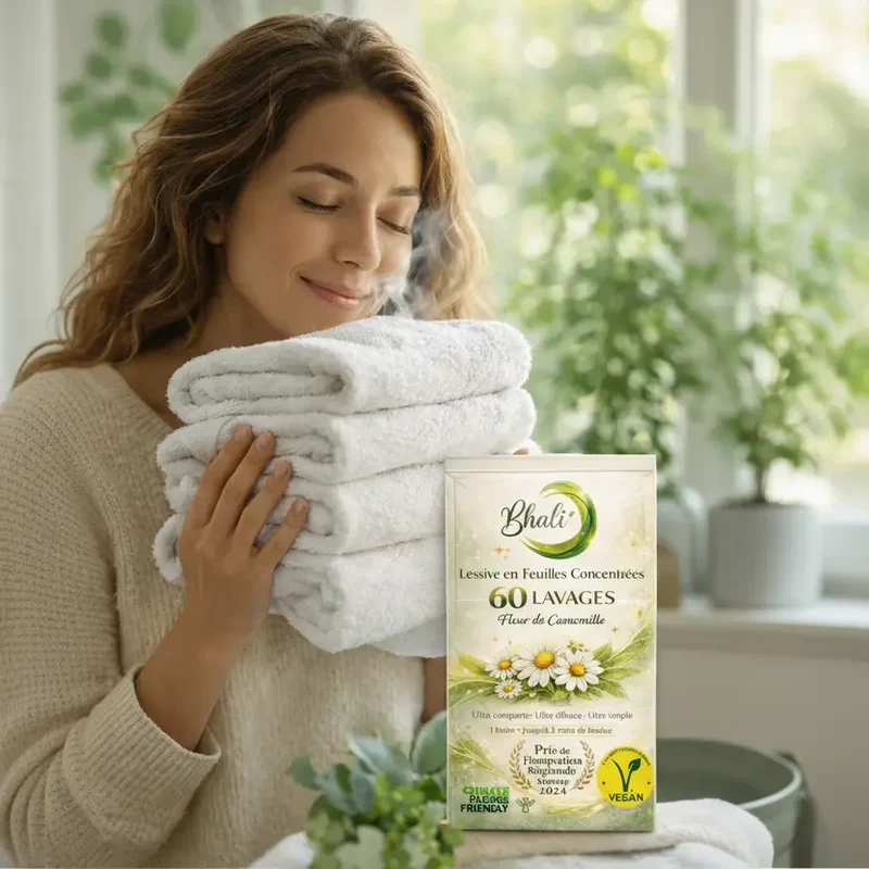 Feuilles de lessive Vegan Bhali – Pack x2 | 120 Lavages Écologiques Fleur de Camomille