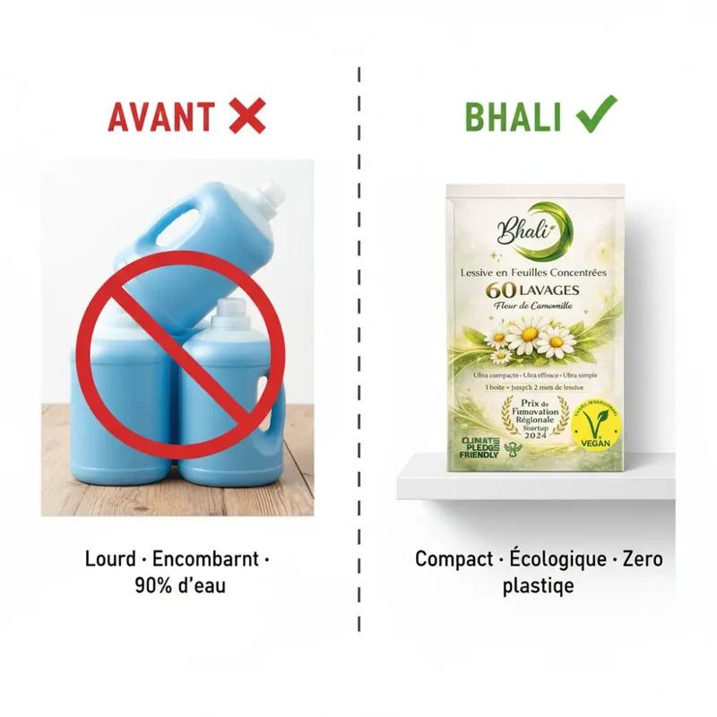 Feuilles de lessive Vegan Bhali – Pack x2 | 120 Lavages Écologiques Fleur de Camomille