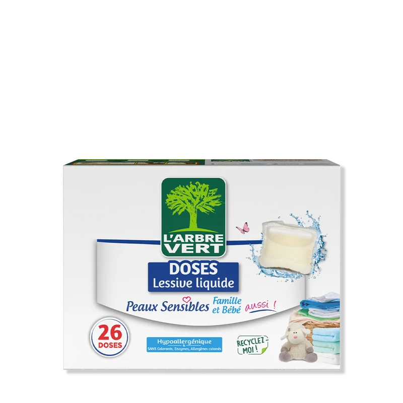 Doses lessive liquide Peaux sensibles 26 doses
