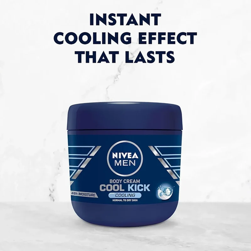 Nivea Men Cool Kick Body Cream 13.5 Fl Oz / 400 mL – Cooling Moisturizing Cream for Men