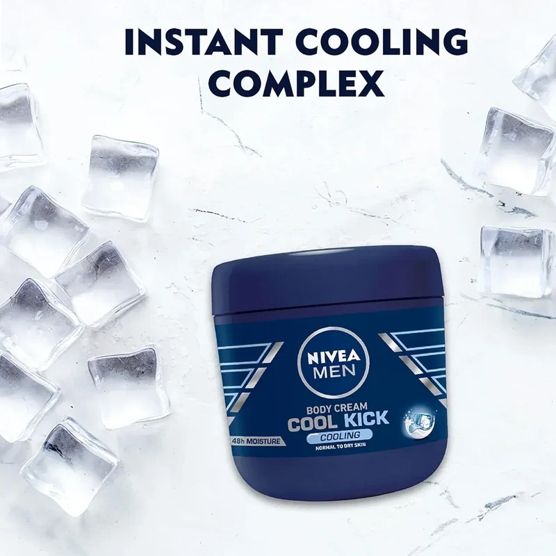 Nivea Men Cool Kick Body Cream 13.5 Fl Oz / 400 mL – Cooling Moisturizing Cream for Men