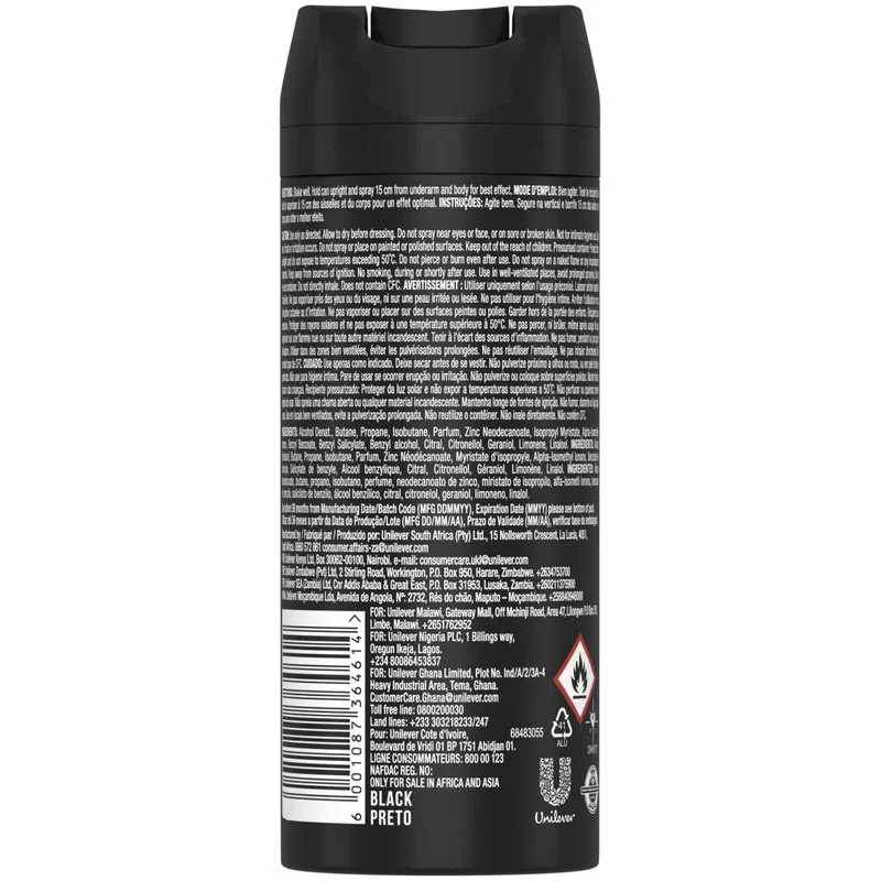 AXE Black Deodorant Body Spray, Frozen Pear & Cedarwood, 5.07 fl oz (150ml)