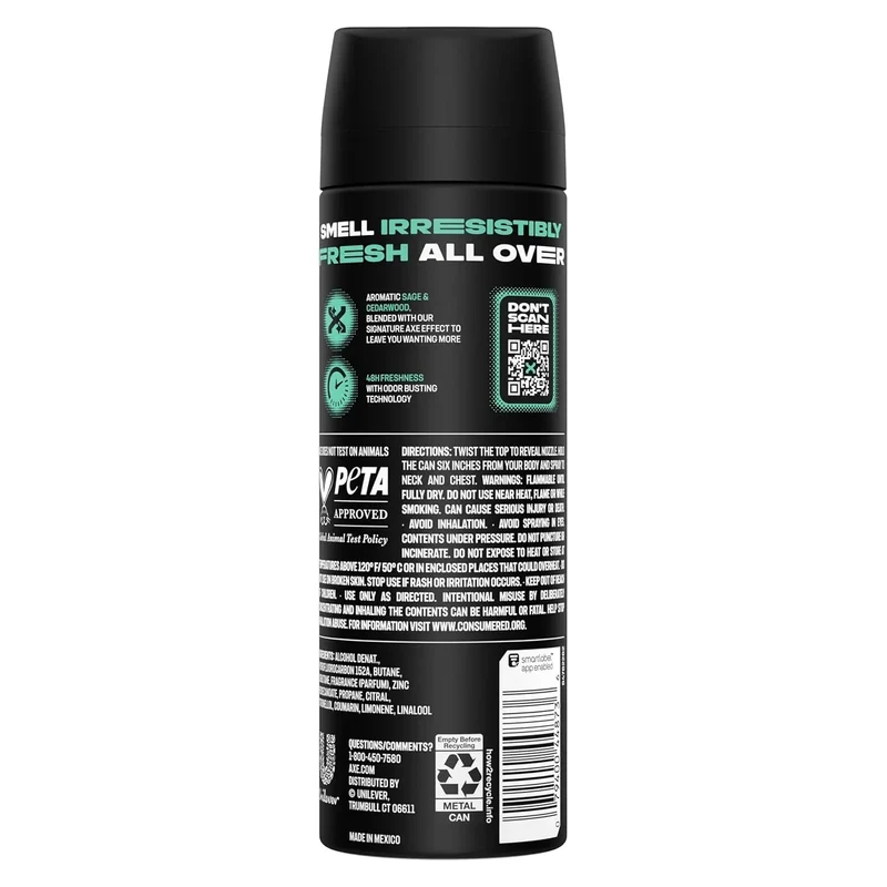 AXE Apollo Deodorant Body Spray, Sage & Cedarwood, 5.07 fl oz (150ml)