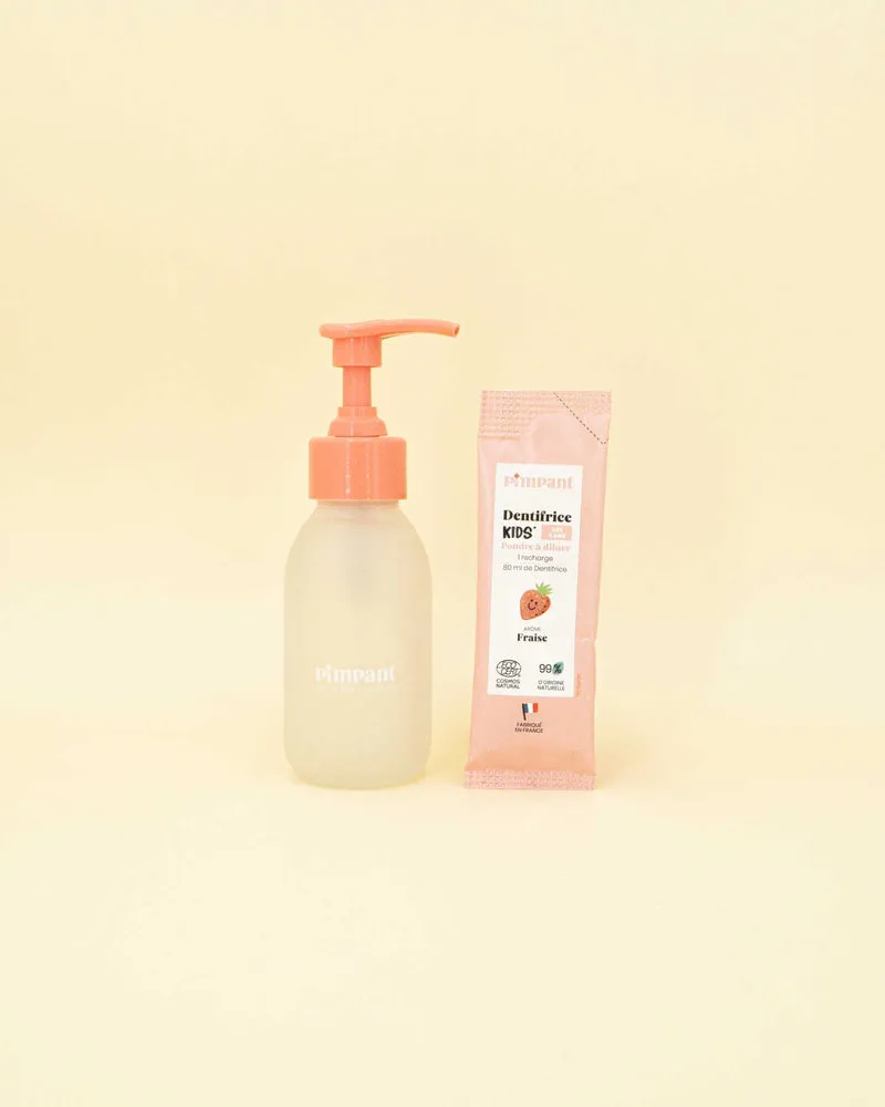 Dentifrice liquide rechargeable - Fraise - Enfants - Kit découverte
