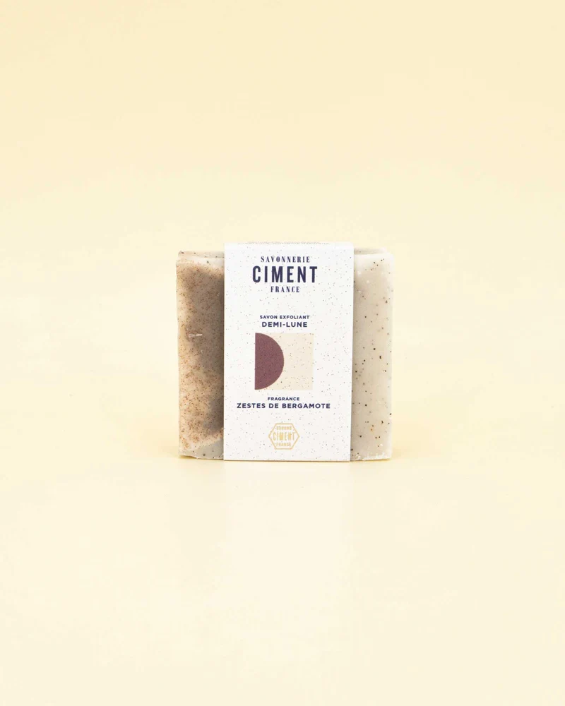 Savon solide - Exfoliant - Parfum Zestes de bergamote (Demi-lune)