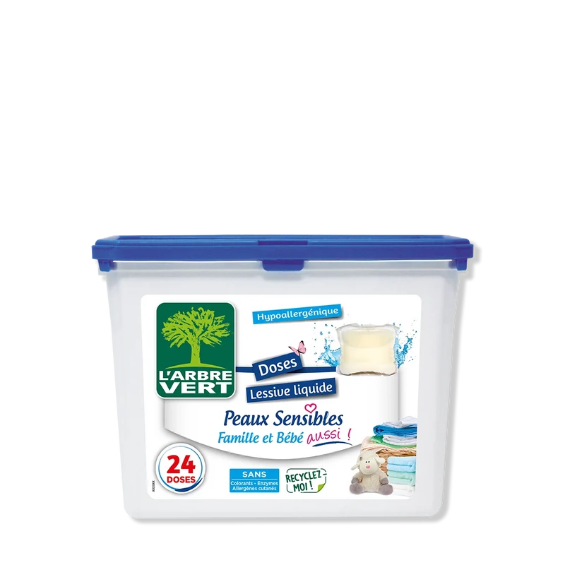 Doses lessive liquide Peaux sensibles 24 doses