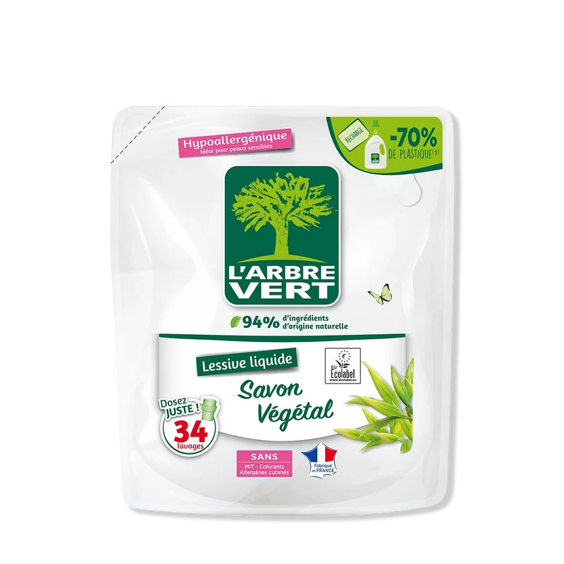 Recharge lessive liquide Savon Végétal 1,53L
