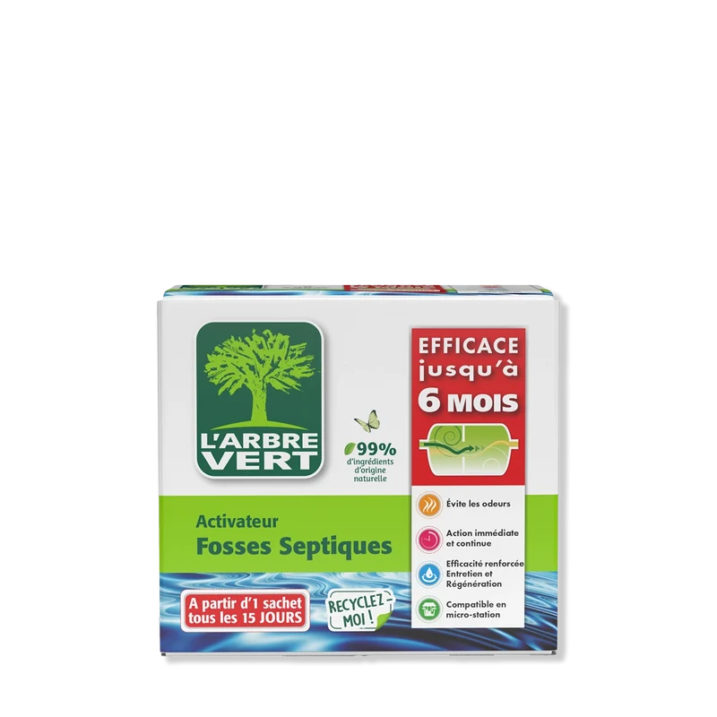 Activateur fosses septiques Efficace 6 mois 12 sachets