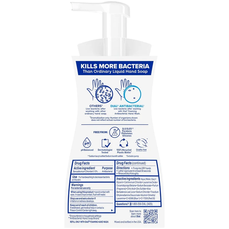 Dial Foaming Antibacterial Hand Wash Spring Water + Aloe 7.5 fl oz