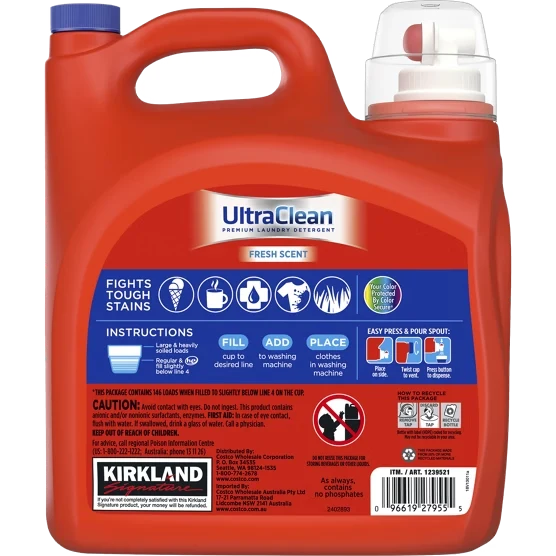 Kirkland Signature UltraClean Premium Laundry Detergent Fresh Scent 194 fl oz 146 Loads