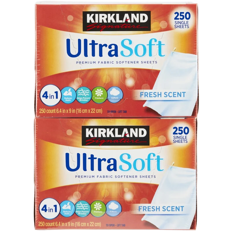 Kirkland Signature UltraSoft Premium Fabric Softener Sheets Fresh Scent 250 ct 2-Pack