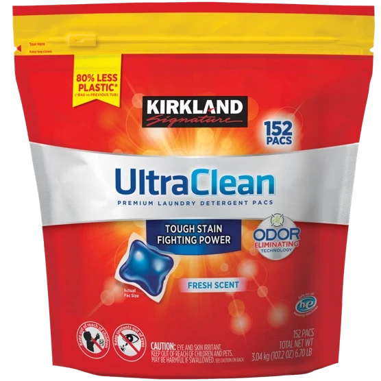 Kirkland Signature UltraClean Premium Laundry Detergent Pacs 152 ct Fresh Scent