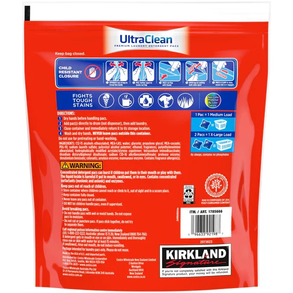 Kirkland Signature UltraClean Premium Laundry Detergent Pacs 152 ct Fresh Scent
