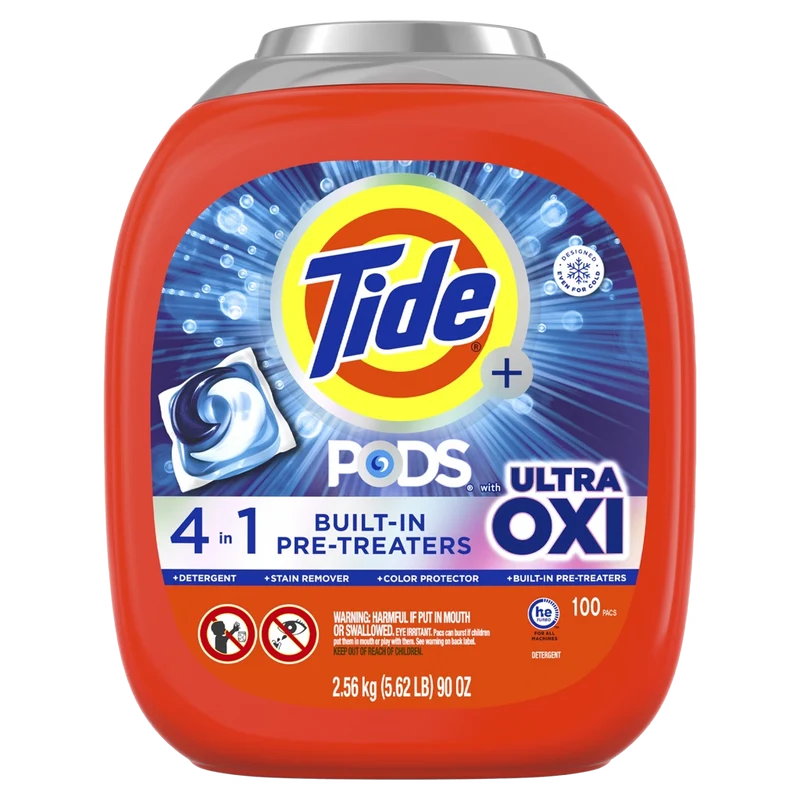 Tide PODS with Ultra OXI 4-in-1 Laundry Detergent Pacs 100 ct 90 oz