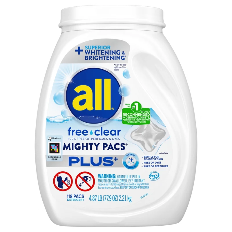 all Free Clear Mighty Pacs PLUS+ Laundry Detergent Pacs 118 ct