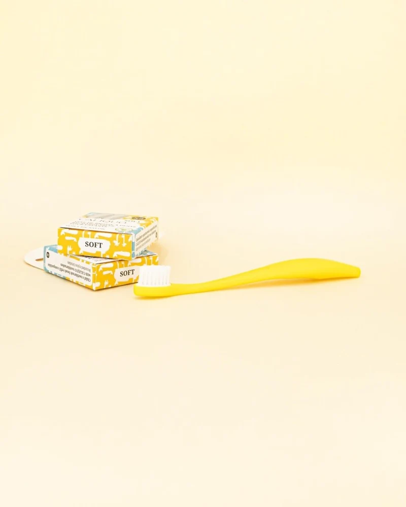 Brosse à dents écologique enfants +4 recharges - Jaune
