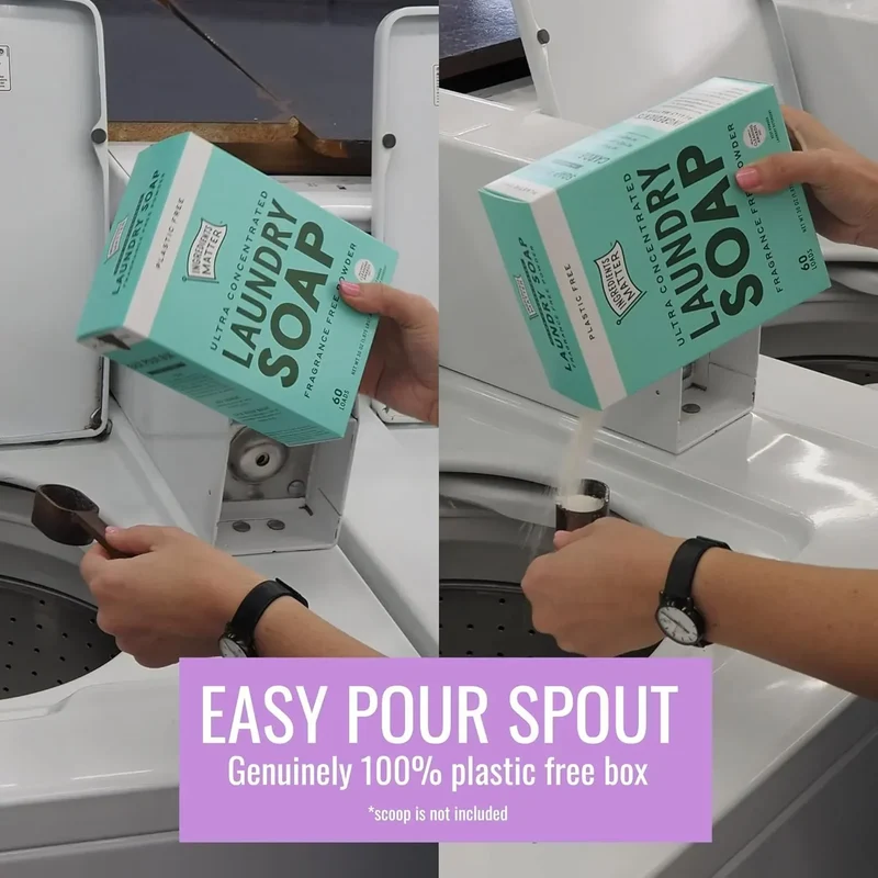 Ingredients Matter Ultra Concentrated Lemongrass Laundry Soap Powder, 30 oz – 30 Loads, HE, Plastic Free, Biodegradable