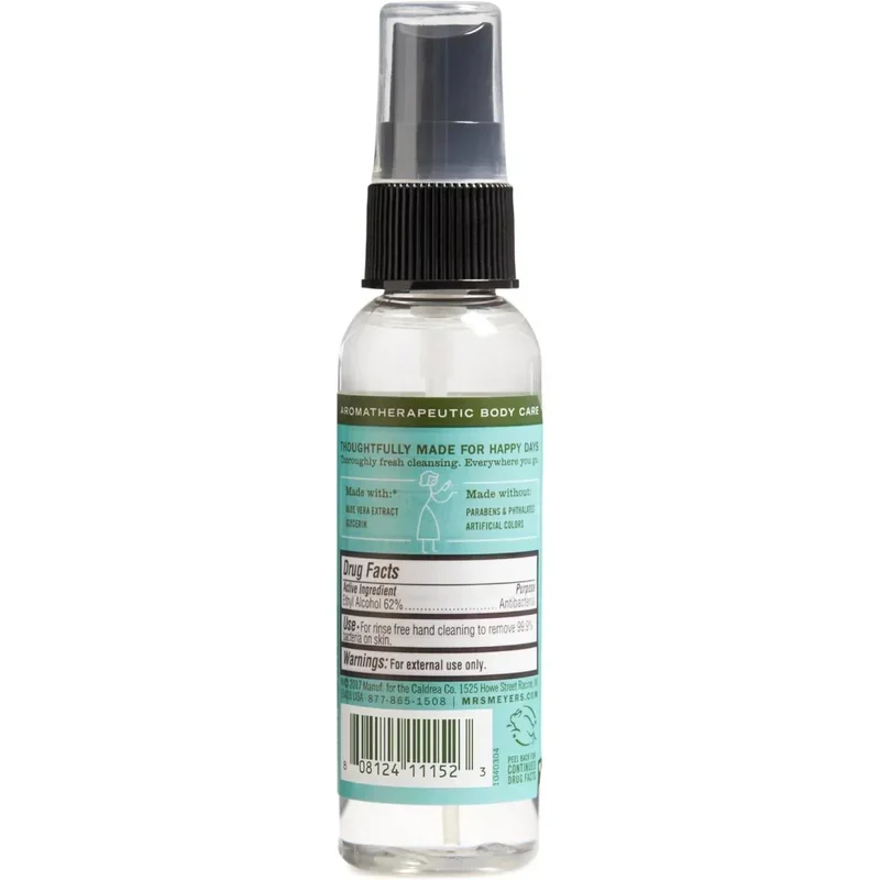 Mrs. Meyer’s Clean Day Antibacterial Hand Sanitizer Spray, Basil, 2 oz Travel Size, Kills 99.9% of Bacteria