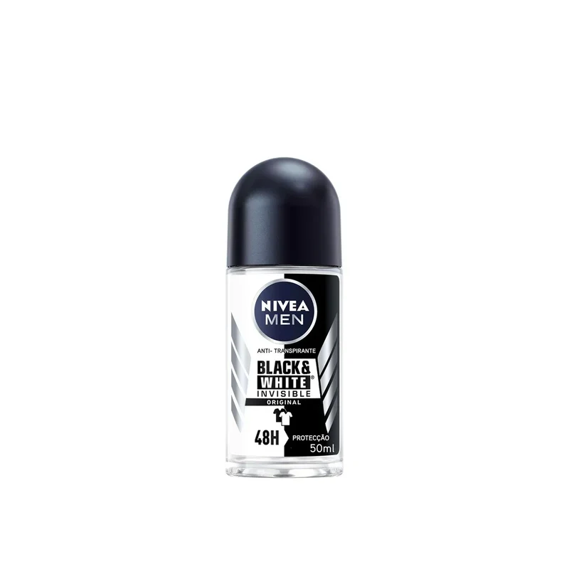 NIVEA Men Black & White Original Anti-Perspirant Roll-On, 1.69 fl oz (50mL), Alcohol-Free, No White Marks