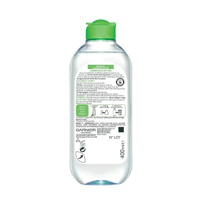 Garnier Skin Naturals Micellar Cleansing Water, 13.5 fl oz (400ml) – Combination & Sensitive Skin