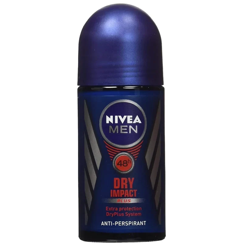 NIVEA Men Dry Impact Anti-Perspirant Roll-On, 1.69 fl oz (50mL), 48H Protection, Quick-Drying