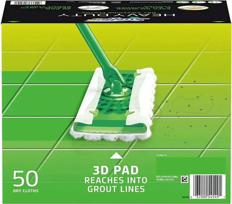 Swiffer Sweeper Heavy Duty Dry Sweeping Cloths, 50 Count – Traps 2x More Dirt, Dust & Hair