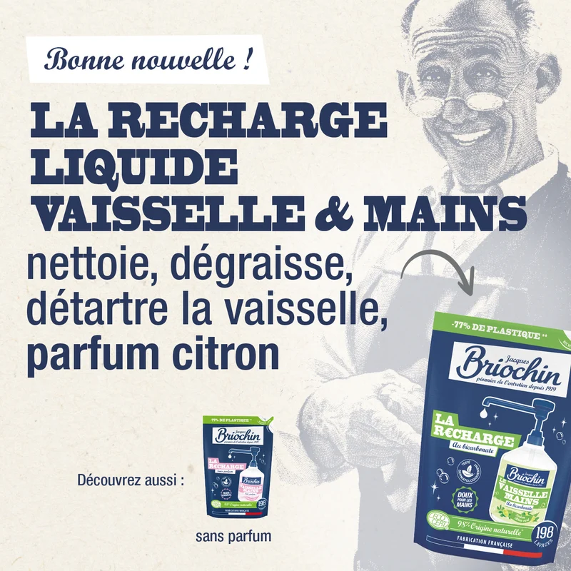 Recharge Liquide Vaisselle Mains Bicarbonate de soude & Citron vert