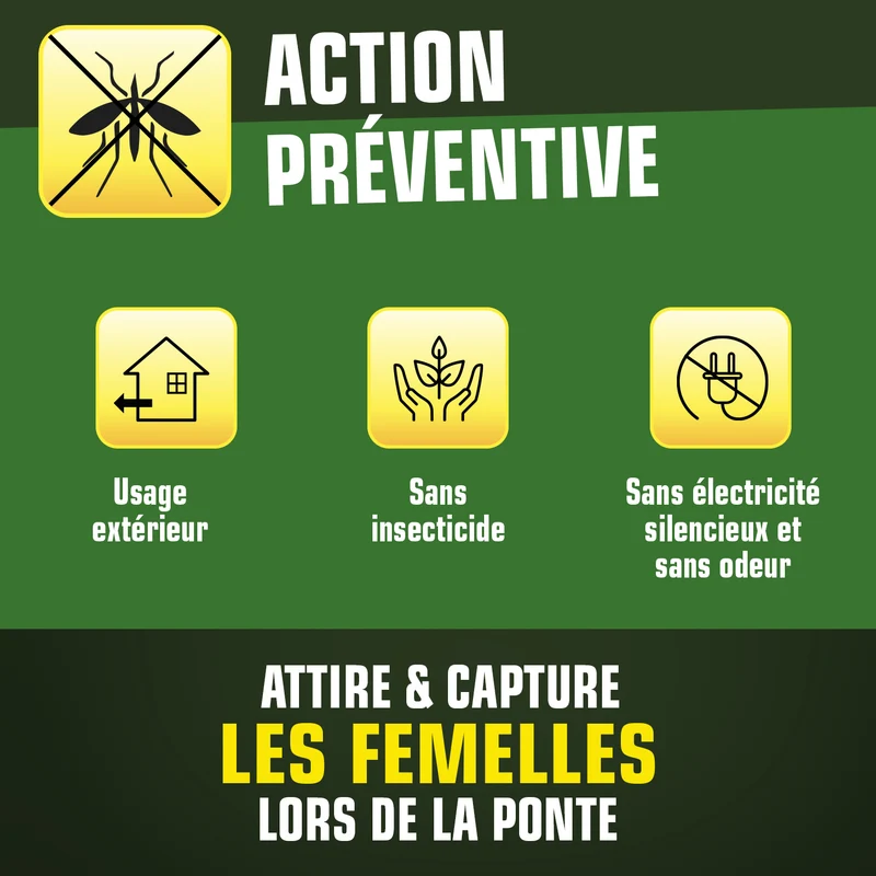 Pack de 2 Pièges anti-ponte moustiques communs et tigres + 10 adhésifs