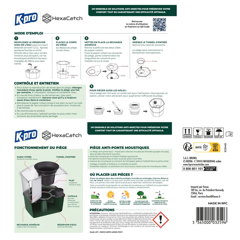 Pack de 2 Pièges anti-ponte moustiques communs et tigres + 10 adhésifs
