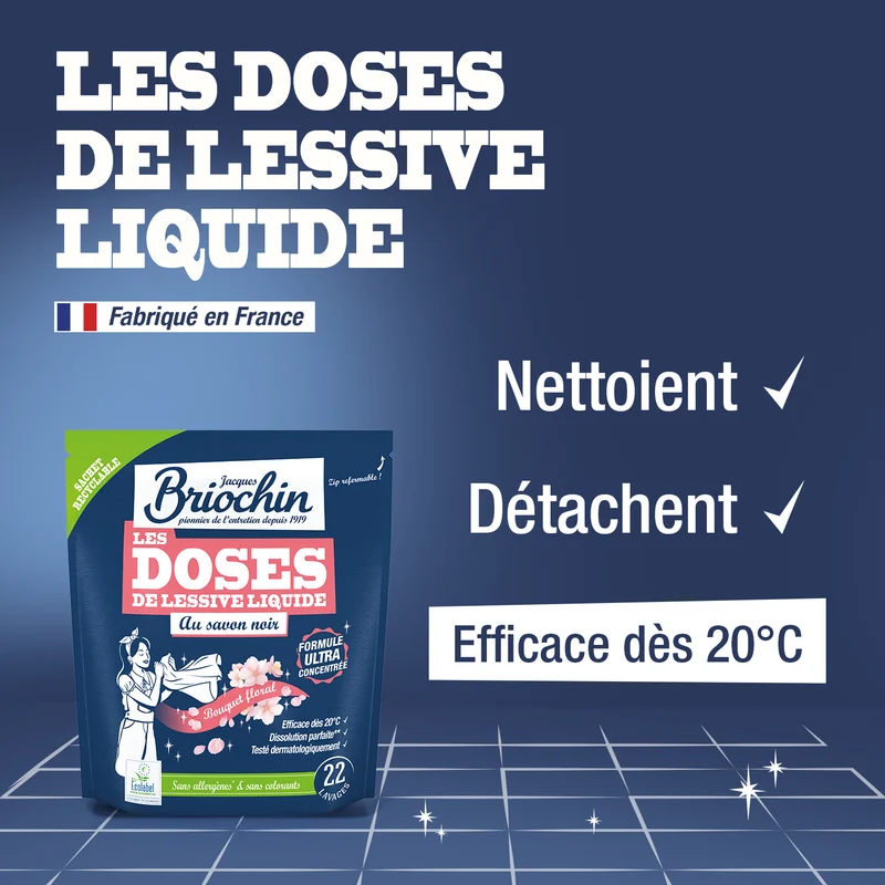 Dose lessive liquide au Savon noir parfum Bouquet floral