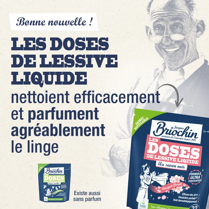 Dose lessive liquide au Savon noir parfum Bouquet floral