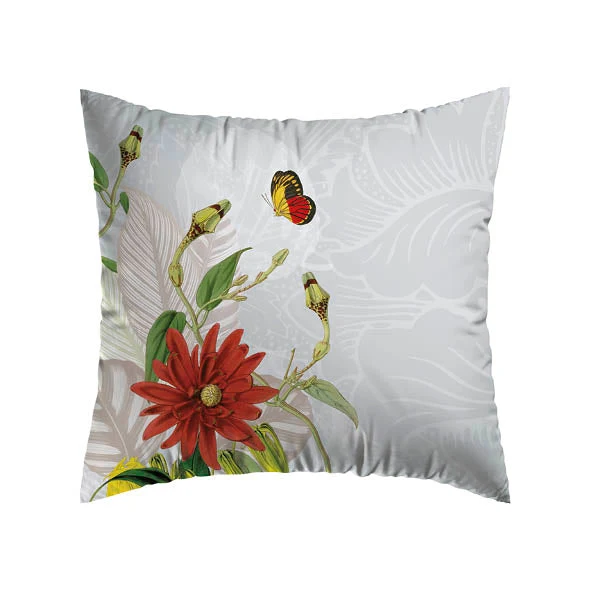 Taie(s) d'oreiller satin de coton - Jardin d'hiver gris perle