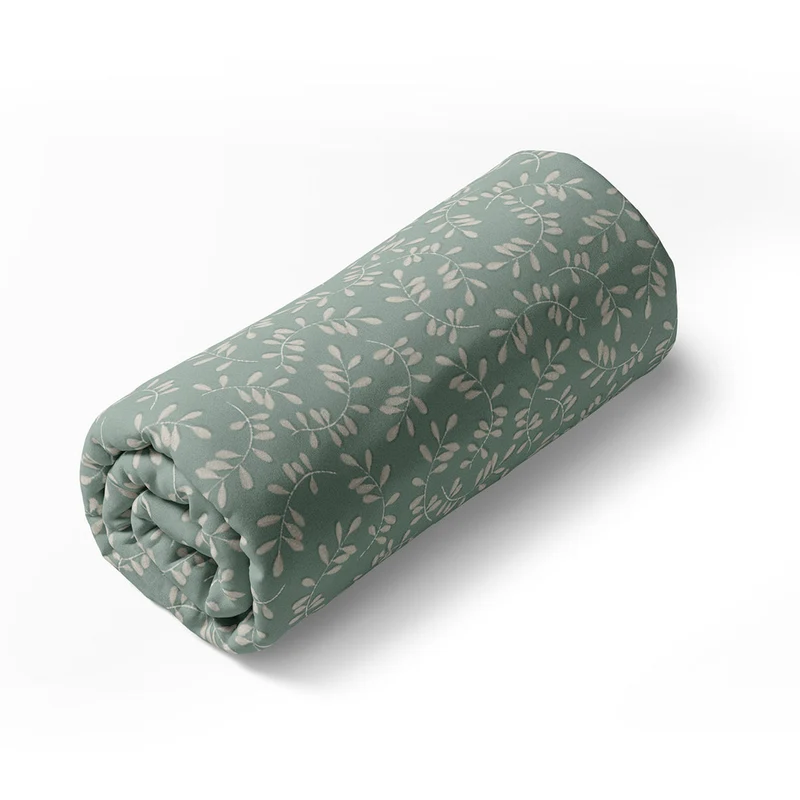 Drap-housse satin de coton - Botanique Vert
