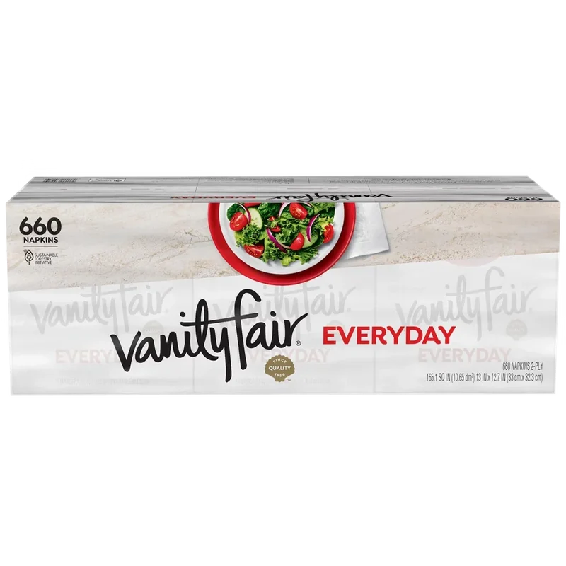 Vanity Fair Everyday Casual Paper Napkins, 660 Count (6 Packs × 110), 2-Ply, White, 13" × 12.7"